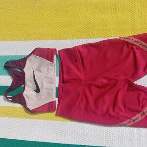 Nike athletic tights and sports bra set